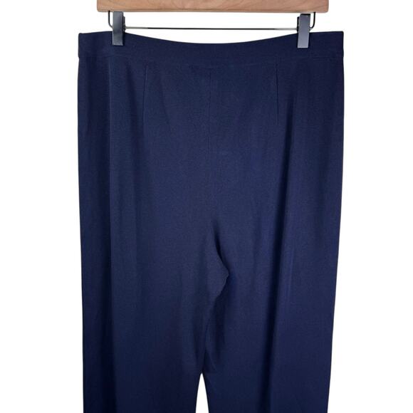 Exclusively Misook Navy Blue Acrylic Knit Pull On Full Length Straight Leg Pants - Picture 4 of 6